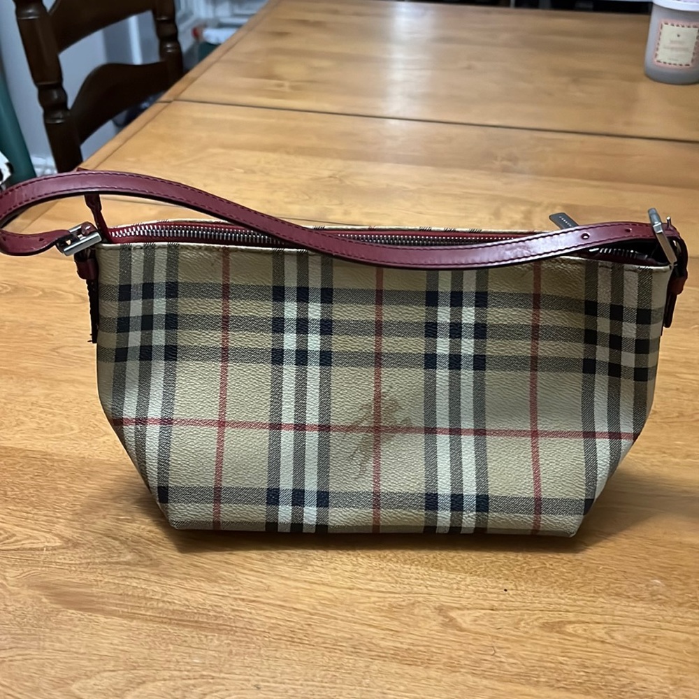 BURBERRY HAYMARKET PLAID SHOULDER BAG LEATHER - Picture 2 of 9